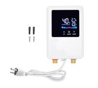 Fafeicy Calentador de Agua Eléctrico, Mini Tanque de 2,64 Galones Debajo del Fregadero, Agua Caliente Instantánea con Pantalla LCD, para Cocina, Baño, RV Montado en la Pared (Enchufe europeo 220V)