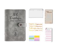 Fafeicy Carpeta de Ahorro de Dinero A6 con Sobres de PVC Esmerilado para Efectivo, Bolsas con Cremallera, Tarjetas de Depósito, Libro Planificador de Presupuesto para Desafíos de Ahorro, (GRAY)
