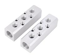 Fafeicy Colector de Aire de Aluminio, Bloque de Colector de Aire de 3 Vías y 5 Puertos con Salida NPT de 1/4 pulg. y Suministro NPT de 1/2 pulg., para Divisor de Compresor Neumático