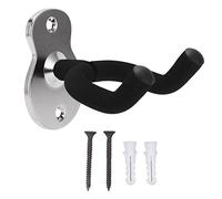 Fafeicy Colgador de Pared para Guitarra, Soporte Universal de Gancho de Metal para bajo Eléctrico Acústico, Ukelele, Violín, Estudio, Habitación, Ahorro de Espacio (Plata esmerilada)