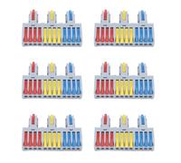 Fafeicy Conector de Cable de Palanca de Empuje de 6 Piezas, Conectores Eléctricos Rápidos de 32 A, 3 Entradas y 12 Salidas con Diseño Reutilizable, para Cables Flexibles Sólidos de 0,08