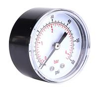 Fafeicy Conexión Trasera del Manómetro, Componentes de Latón, Legibilidad Clara para Aire, Agua, Gasóleo, Esfera de 1/8 BSPT de 50 Mm para Inflador de Neumáticos y Bomba de Pozo (0-60 psi 0-4 bar)