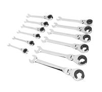 Fafeicy Conjunto de Llave de Trinquete de Extremo Abierto de 12 Piezas, Kit de Llave de Trinquete Cabeza Flexible de 180 ° Ajustable con Mecanismo de Trinquete para Tuberías de CA de