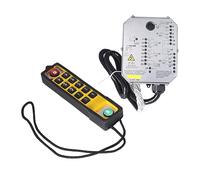 Fafeicy Control Remoto Inalámbrico para Grúa, Transmisor y Receptor de 12 Botones de 800 MHz con LED de Monitoreo de Energía y Cable de Cobre, para Accesorios de Polipasto de Grúa (ABS+Cobre)