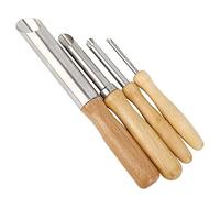 Fafeicy Cortadores de Arcilla de cerámica de Orificio Redondo Circular con Mango de Madera de 4 Piezas, Herramienta de perforación de Tallado para Escultura de Arcilla artística(4Pcs Round)