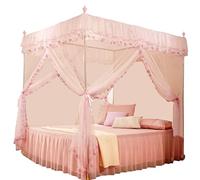 Fafeicy Cortina de Cama con Mosquitera de Lujo Princess, Dosel de Poliéster con 3 Aberturas Laterales, Diseño de Encaje, Lavable a Máquina, para Dormitorio, Mujeres (120 * 200 * 200)