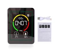 Fafeicy Detector de Calidad del Aire 3 en 1, Monitor Portátil de Temperatura de Humedad y Dióxido de Carbono, Datos en Tiempo Real para Usuarios de Gimnasios en Casa y Oficina (WHITE)