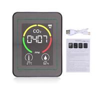 Fafeicy Detector de Calidad del Aire 3 en 1, Monitor Portátil de Temperatura de Humedad y Dióxido de Carbono, Datos en Tiempo Real para Usuarios de Gimnasios en Casa y Oficina (BLACK)