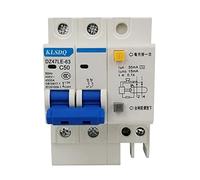 Fafeicy Disyuntor de Corriente en Miniatura RCCB de 2 Polos 30 MA 400 V, Capacidad de Ruptura 4500 A Instalación en Riel DIN con Protección contra Fugas para Circuitos Eléctricos (50A)