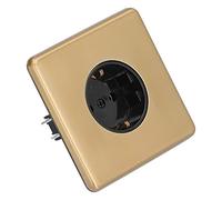 Fafeicy Enchufe de Pared Estándar Alemán, Panel de Acero Inoxidable de 16A | Contactos de bronce fosforado y estaño, grado industrial de 250 V, placa frontal brillante resistente a rayones,