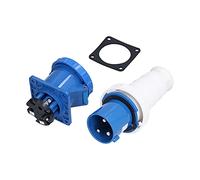 Fafeicy Enchufe Industrial Trifásico, 220-250V 63A 2P+E IP67, 3 Pines, Impermeable, Carcasa PA66, con Cubierta Antipolvo