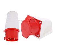 Fafeicy Enchufe Industrial Trifásico de 5 Pines, 16A, IP44, Montaje en Superficie, 220-380V/240-415V, 3P+N+E, Carcasa ABS, Guía de Latón