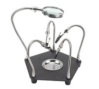 Fafeicy Estación de Soldadura Profesional que Ayuda a las Manos con Clips de Cuello de Cisne Giratorios de 360° Lupa de 3,5 Aumentos Luz LED Base de Acero de Aleación para Reparación