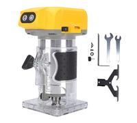 Fafeicy Fresadora de Madera Inalámbrica, Motor sin Escobillas, 5 Velocidades Variables, 800W, 30000 RPM, Recortadora de Carpintería para Batería