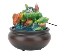 Fafeicy Fuente de Mesa USB, Bomba Silenciosa, Luces LED, Tamaño Compacto, Atracción de Riqueza, Hecha de Plástico y Resistente, Luces LED Interiores, Resinas Lotuss Koi Ornamento Artesanía USB Living