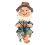 Fafeicy Gnomo de Jardín Al Aire Libre, Estatua de Gnomo de Pesca de Resina Decorativa con Detalles Vívidos para un Estanque o Patio de Jardín