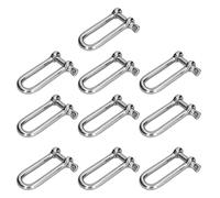 Fafeicy Grillete en D Largo de Acero Inoxidable 304 M5 con Pasador de Tornillo Recto 10 Unidades Resistente Duradero para Uso Industrial y Exterior