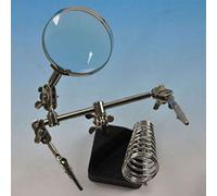 Fafeicy Herramienta de Soldadura de Tercera Mano, Soporte Ajustable de Metal Cromado con Lupa para Aficionados a la Electrónica, Perfecto para Soldadura de Precisión y Fotografía Macro