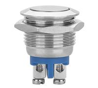 Fafeicy Interruptor de Botón de Metal de 16 Mm IP65 Impermeable 2pin 250V Cabeza Convexa Plana para el Circuito de Automóvil Control Industrial (cabeza plana)
