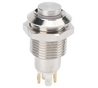 Fafeicy Interruptor de botón pulsador de metal con pestillo, 10 mm Interruptor de botón metálico de 3 V Interruptor de arranque con bloqueo automático impermeable con luz(azul), Interruptor De