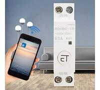 Fafeicy Interruptor de Control Remoto del Interruptor de Circuito WiFi Inteligente para la Caja de Distribución 1P AC230V IP20 - de Circuito WiFi que Ahorra Energía con Puerto de Cableado Ampliado -
