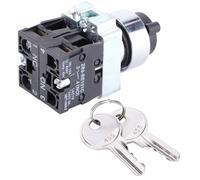 Fafeicy Interruptor de Llave de 2 Posiciones Interruptor de Llave con Base de Hierro de Plástico con 2 Llaves 240 V 3 A Auto Reinicio Abrir y Cerrar Montaje de 22 Mm para Panel de Control de