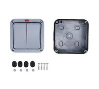 Fafeicy Interruptor de Luz Exterior 2 Gang 20A IP66 Interruptor Eléctrico Exterior con Doble Control para Uso Diario