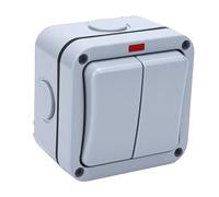 Fafeicy Interruptor de Luz para Exteriores, 20 A, IP66, Resistente Al Agua, 2 Unidades, Interruptor Eléctrico Exterior de Doble Control con Luz Indicadora para Uso en Interiores