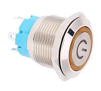 Fafeicy Interruptor de Reinicio Automático de Acero Inoxidable, 2 Unidades, con Grado de Protección IP65, 12 ~ 24 VCC, 19 Mm, Redondo, para Proyectos de Bricolaje (Yellow)