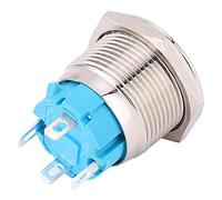 Fafeicy Interruptor de Reinicio Automático de Acero Inoxidable, 2 Unidades, con Grado de Protección IP65, 12 ~ 24 VCC, 19 Mm, Redondo, para Proyectos de Bricolaje (Blue)