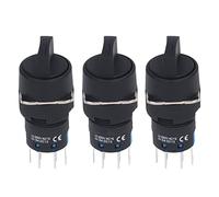 Fafeicy Interruptor Selector de 3 Posiciones, Interruptor Giratorio Autoblocante con Bombilla Verde, Contactos Plateados, IP65 para Máquinas Herramientas e Industria Ligera (AC/DC12V)