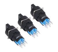 Fafeicy Interruptor Selector de 3 Posiciones, Interruptor Giratorio Autoblocante con Bombilla Verde, Contactos Plateados, IP65 para Máquinas Herramientas e Industria Ligera (AC/DC24V)