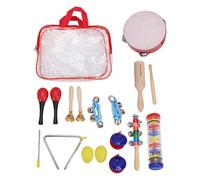 Fafeicy Juego de 10 Tipos de Instrumentos Musicales, Kit de Música Completo con Pandereta, Batidores de Huevos, Claves de Madera para Hacer Lluvia, para el Desarrollo del Ritmo del
