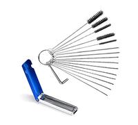 Fafeicy Juego de 5 Cepillos de Nailon para Limpieza de Carburador, Agujas Limpiadoras, Herramientas de Cepillo de Chorro, Caja de Aluminio de Acero Inoxidable Mediante Ajuste Hexagonal, Adecuado