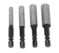 Fafeicy Juego de Brocas de Diamante de 4 Piezas, Sierra Perforadora de Vástago Hexagonal para Perforación en Seco 6 8 10 12 Mm, con Cera Refrigerante para Vidrio Cerámico de Mármol