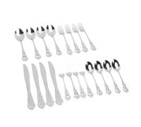 Fafeicy Juego de Cubiertos de 20 Piezas Juego de Cubiertos de Acero Inoxidable 18 10 Diseño Vintage Pulido con Espejo con Cuchillos para Carne Tenedores Cucharas para Comedores Familiares (SILVER)