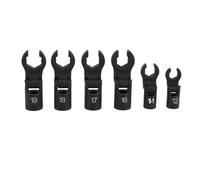 Fafeicy Juego de Llaves de Línea de de 6 Puntos, 12 Mm a 19 Mm, Acero CRV, Llave de Pata de Gallo con Cabeza Flexible Recubierta de Negro para Espacios Reducidos, Herramientas Mecánicas de