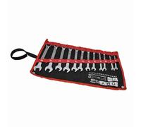 Fafeicy Juego de Llaves de Trinquete de 12 Piezas, Kit de Llaves de Trinquete de Acero Cromado con Cabezal Giratorio de 180 Grados, Llave de Doble Cabeza Versátil de 8-19 Mm para Bricolaje y Uso