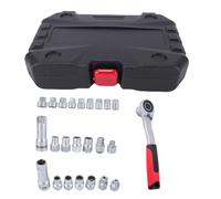 Fafeicy Juego de Llaves de Vaso y Trinquete de Paso, 17 Piezas, 10, 24 Mm, 12 Puntas, Llave de Trinquete Reversible de 72 Dientes con Adaptador de Accionamiento de 1/2 3/8 Pulgadas para