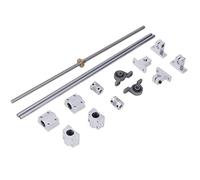 Fafeicy Juego de Tornillos de Avance T8, Ejes ópticos de Aluminio de 400mm con Rodamientos de Bloque de Almohada para Impresora 3D, Tornillos de Movimiento Lineal de Soporte de Doble Riel