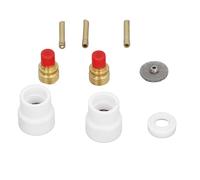 Fafeicy Kit de Lentes de Gas TIG Copa TIG de Cerámica PTFE de Cobre 12 Piezas con Soporte de Electrodo de Bisel Corto Fácil Instalación Almacenamiento Organizado para Antorcha de Soldadura WP 9 20 25