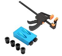 Fafeicy Kit de Taladro para Agujeros de Bolsillo, Plantilla para Carpintería en ángulo de 15 Grados con Brocas Intercambiables para Unir Muebles y Ebanistería