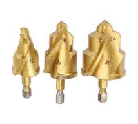 Fafeicy Kit Eficiente de Escariador de Broca Escalonada PPR, Juego de 3 Brocas de Elevación de Tuberías de Agua para Herramientas Profesionales de Acero con Alto Contenido de Carbono para PPR y Más