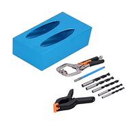 Fafeicy Localizador de Orificios Oblicuos, Plantilla de Orificios de Bolsillo de Aleación de Aluminio con Mangas de 6, 8 y 10 Mm, Guía de Broca de 15 Grados para Ocultos para Tornillos en