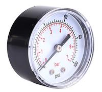 Fafeicy Manómetro Conexión Trasera de Dial de 50 Mm 1 8 Componentes de Latón BSPT Manómetro de Presión de Aire de 0 a 15 300 PSI para Sistemas de Agua, Aceite y Gas Montaje Axial Frontal (0-100 psi