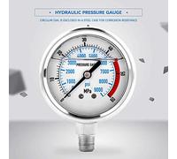Fafeicy Manómetro Hidráulico, Caja de Acero Inoxidable, Medidas 0-9000PSI, Ideal para Sistemas de Aire y Aceite