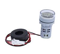 Fafeicy Medidor de Corriente Digital, Amperímetro Universal con Luz Indicadora de Señal para Monitoreo Eléctrico en Paneles y Equipos Industriales (WHITE)