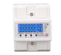 Fafeicy Medidor de Energía Trifásico Medidor de Potencia Montado en Riel DIN con Pantalla LCD Retroiluminada para Monitoreo de Energía de Sistemas Fotovoltaicos Domésticos