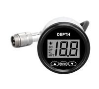 Fafeicy Medidor de Profundidad de 52 Mm, Profundidad de Bote Impermeable del Medidor de Acero Inoxidable 316L Bisel 12 V para Vasos de Pesca (81000245 Dial Negro Bisel Negro)