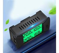 Fafeicy Medidor Digital de CC, Voltímetro Amperímetro Compacto con Almacenamiento de Datos y Pantalla Retroiluminada para Pruebas de Consumo de Energía